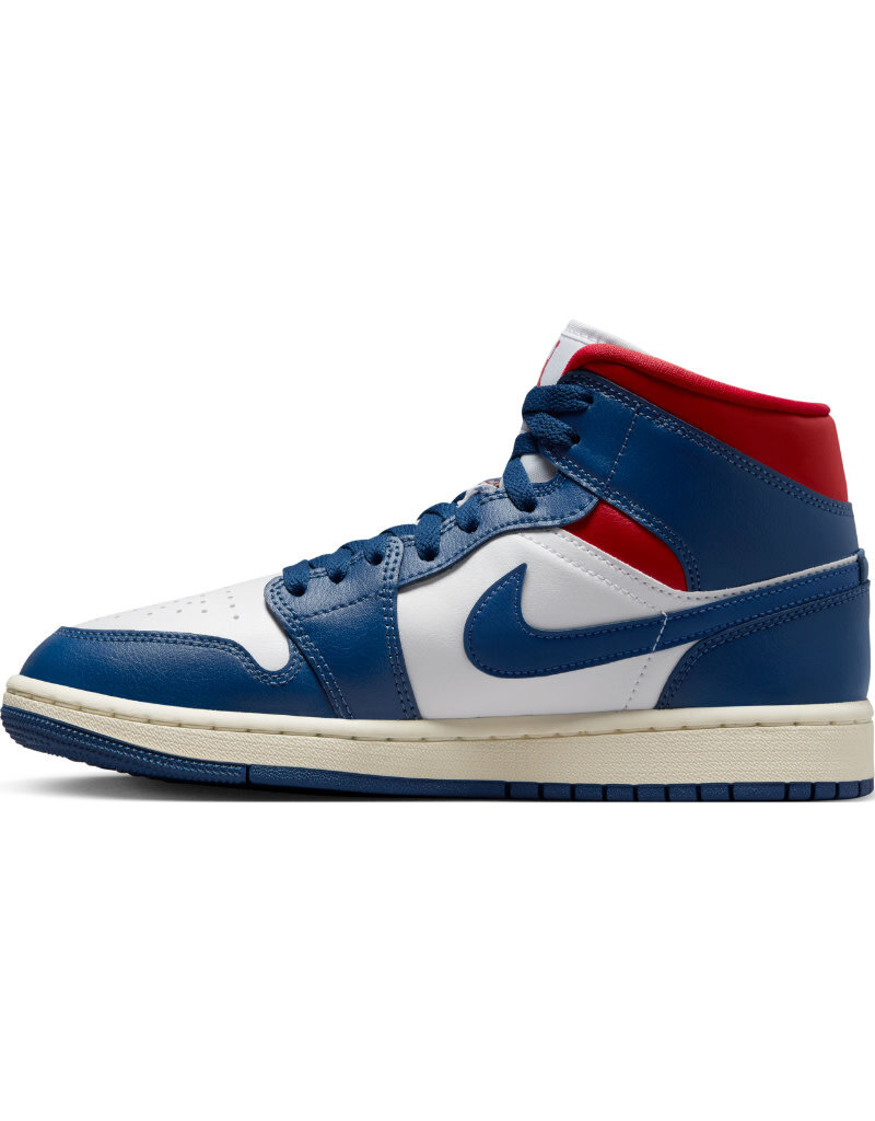 Jordan Wmns Air Jordan 1 Mid- White/French Blue-Gym Red-Sail