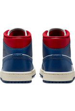 Jordan Wmns Air Jordan 1 Mid- White/French Blue-Gym Red-Sail