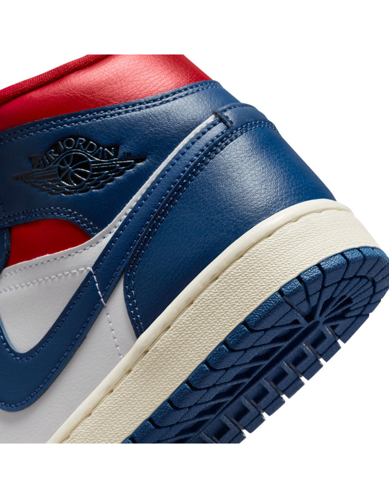 Jordan Wmns Air Jordan 1 Mid- White/French Blue-Gym Red-Sail