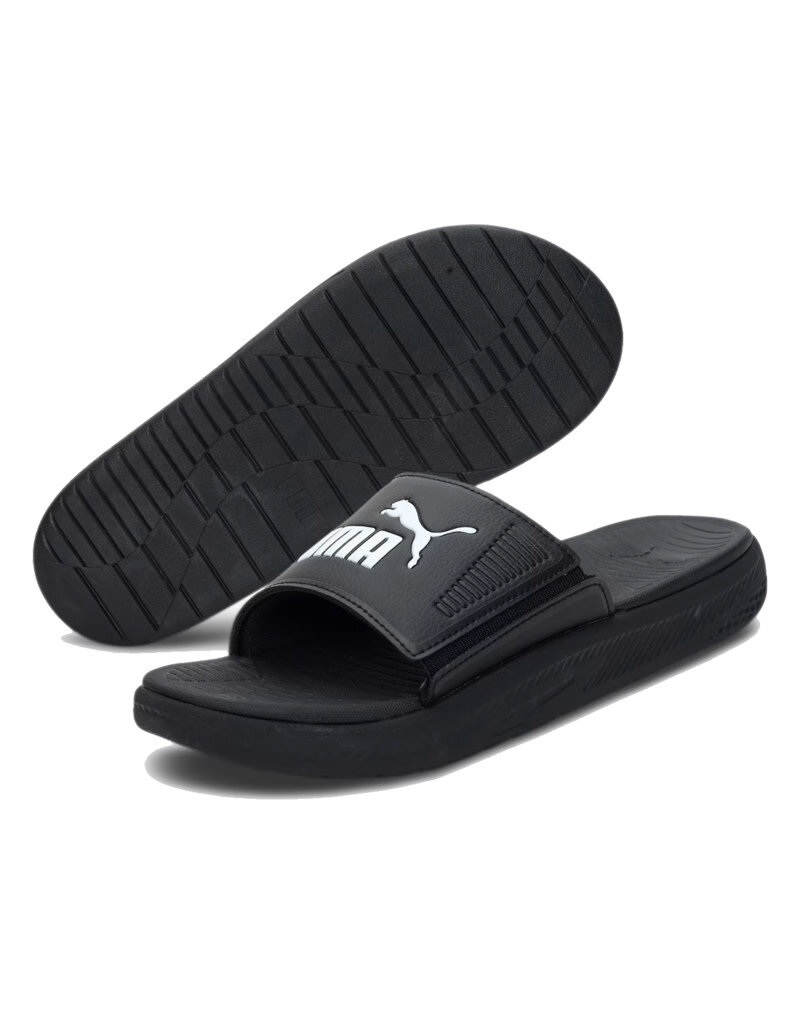 Puma Slides Softride Slide- Black/White/Black