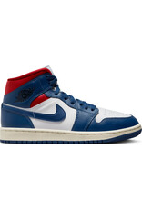 Jordan Wmns Air Jordan 1 Mid- White/French Blue-Gym Red-Sail