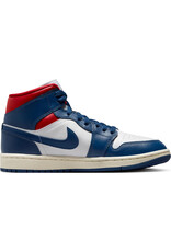 Jordan Wmns Air Jordan 1 Mid- White/French Blue-Gym Red-Sail