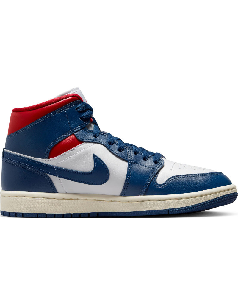 Jordan Wmns Air Jordan 1 Mid- White/French Blue-Gym Red-Sail