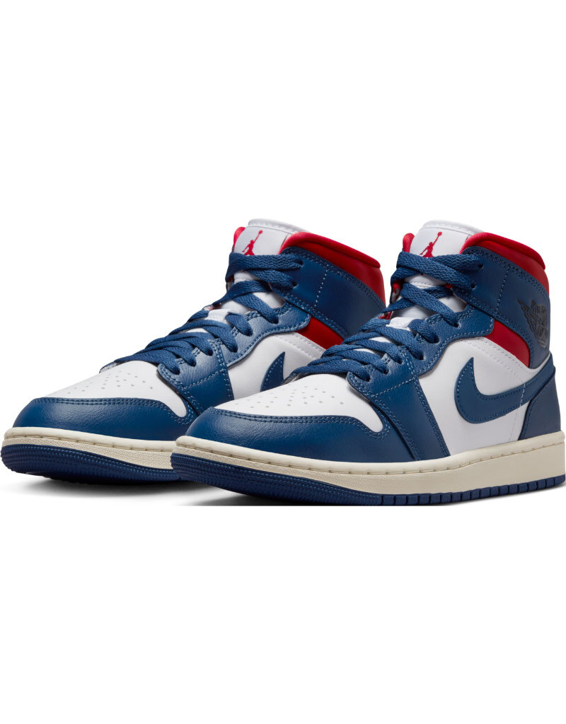 Jordan Wmns Air Jordan 1 Mid- White/French Blue-Gym Red-Sail
