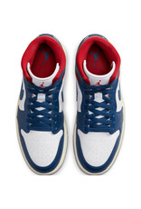 Jordan Wmns Air Jordan 1 Mid- White/French Blue-Gym Red-Sail