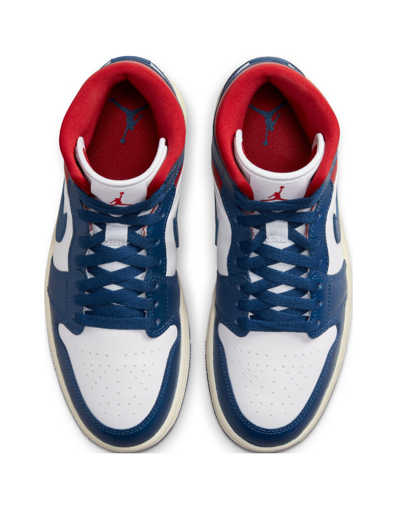 Jordan Wmns Air Jordan 1 Mid- White/French Blue-Gym Red-Sail