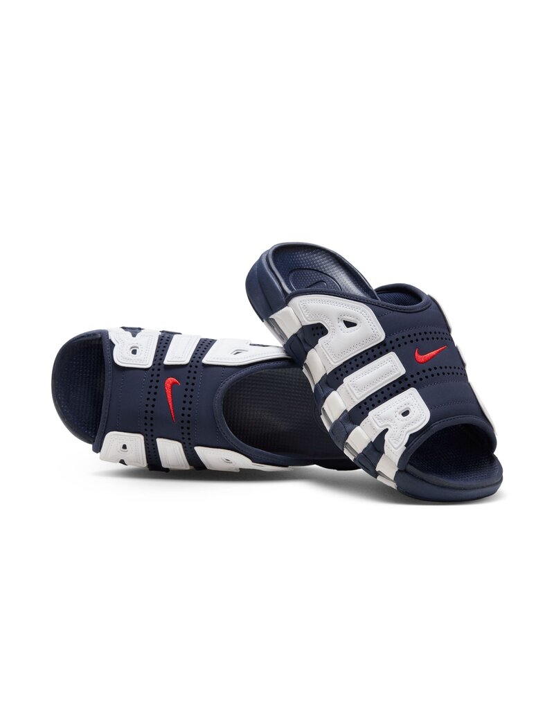 Nike Slides Air More Uptempo Slide- Midnight Navy/Unv Rd/White