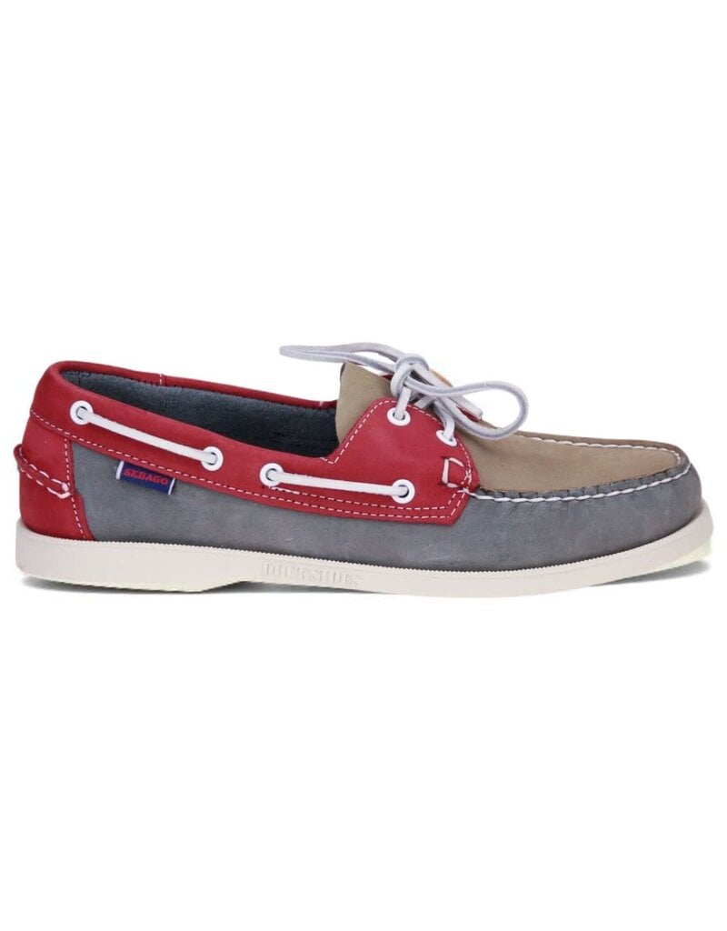 Sebago Portland Spinnaker Nubuck- Lt Grey/Smoke-Red