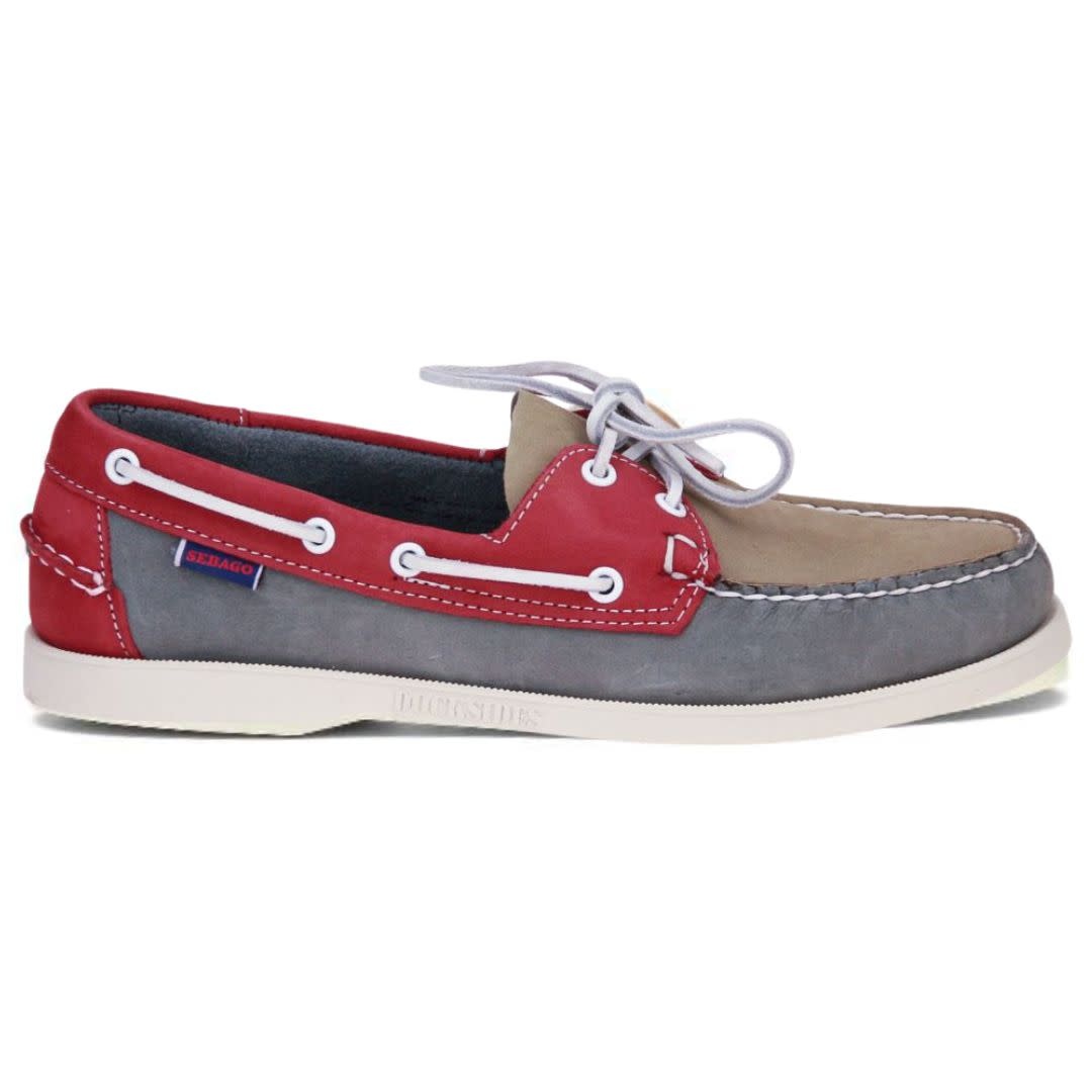 Sebago Portland Spinnaker Nubuck- Lt Grey/Smoke-Red