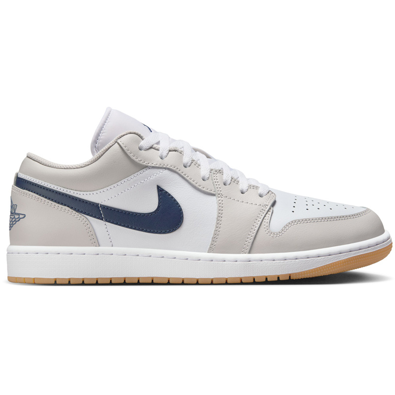 Jordan Air Jordan 1 Low- Wht/Mid Nvy-Ntrl Gry-Gm Md Brw