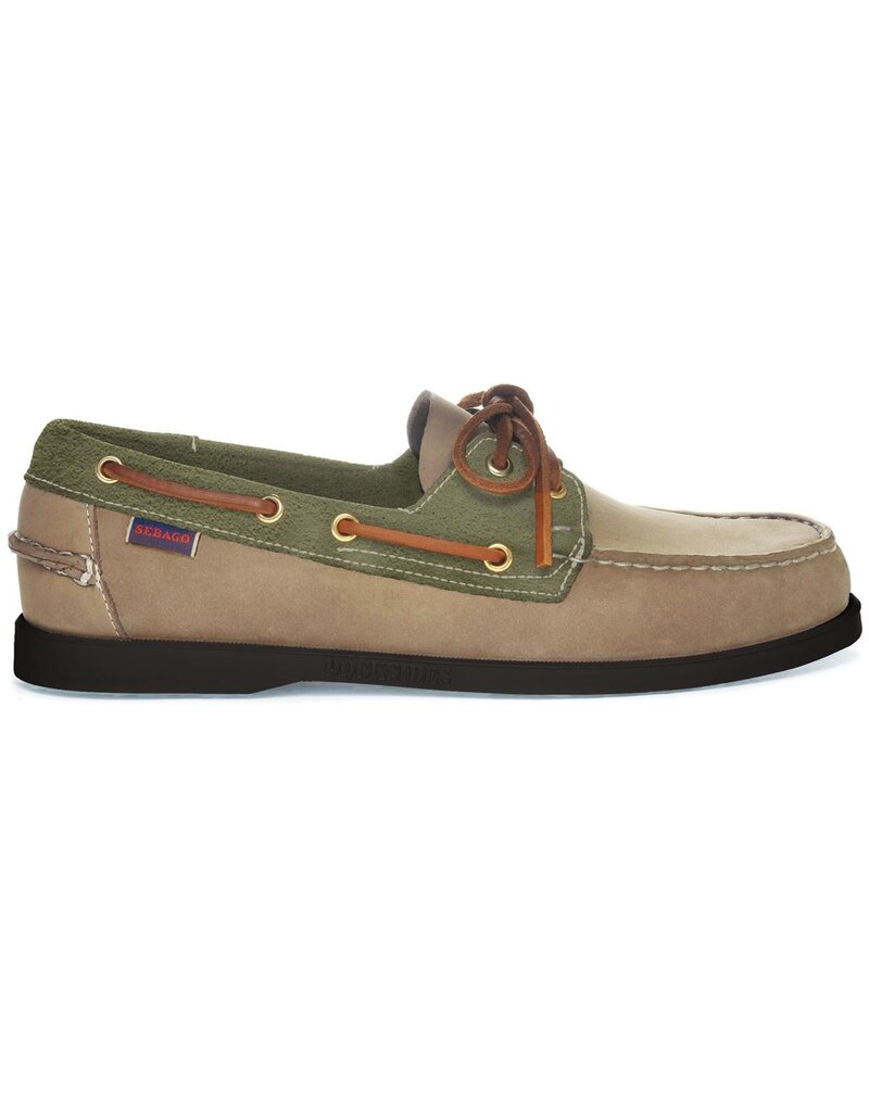 Sebago Portland Spinnaker Nbk- Beige Taupe/Green Military/Dk Brown