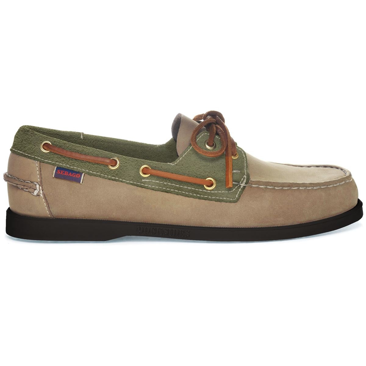 Sebago Portland Spinnaker Nbk- Beige Taupe/Green Military/Dk Brown