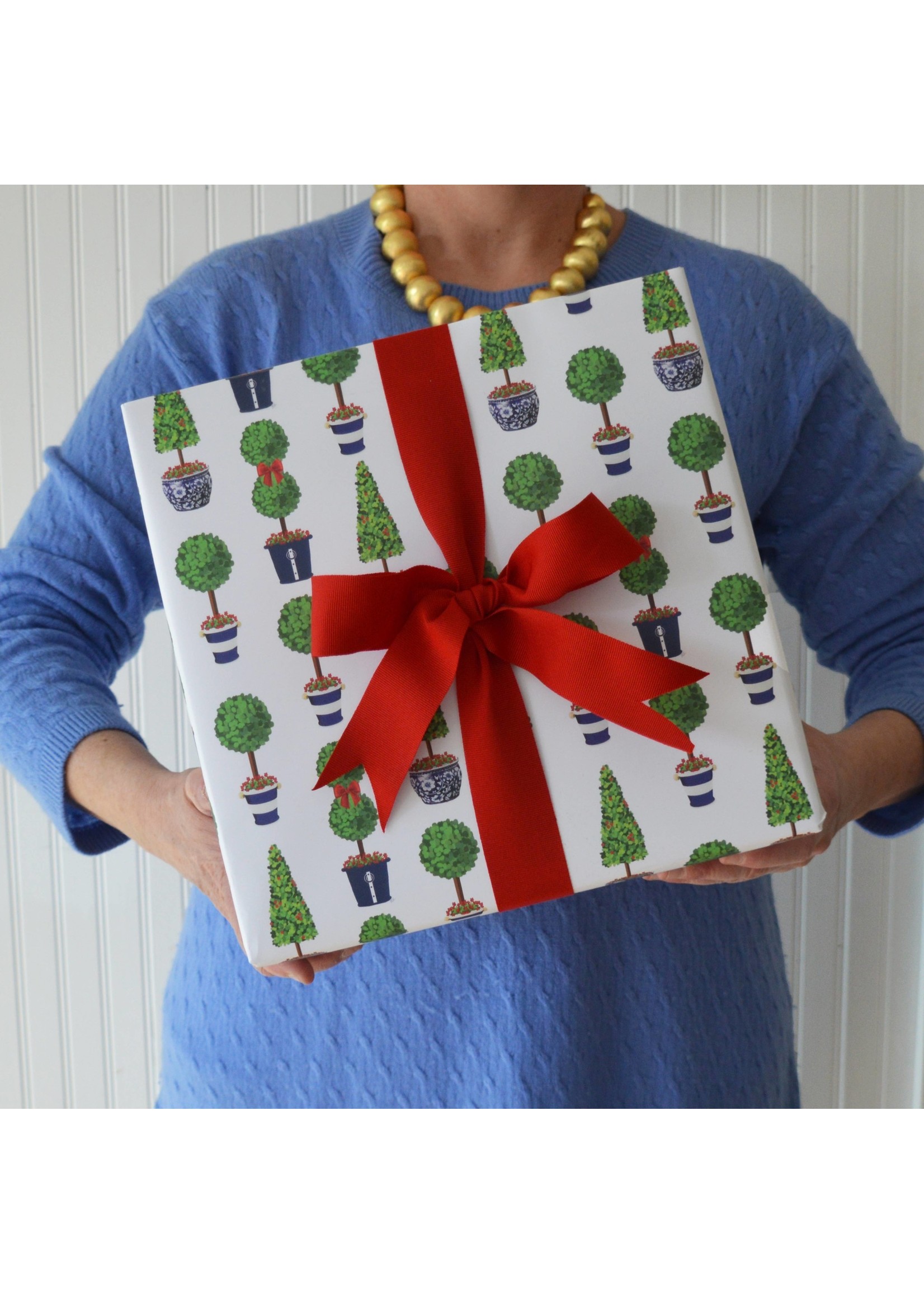 Jordans Christmas Topiary Trees Gift Wrap Sheets