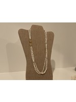 Jordans Triple Strand Cultured Pearl Gold Bead Necklace