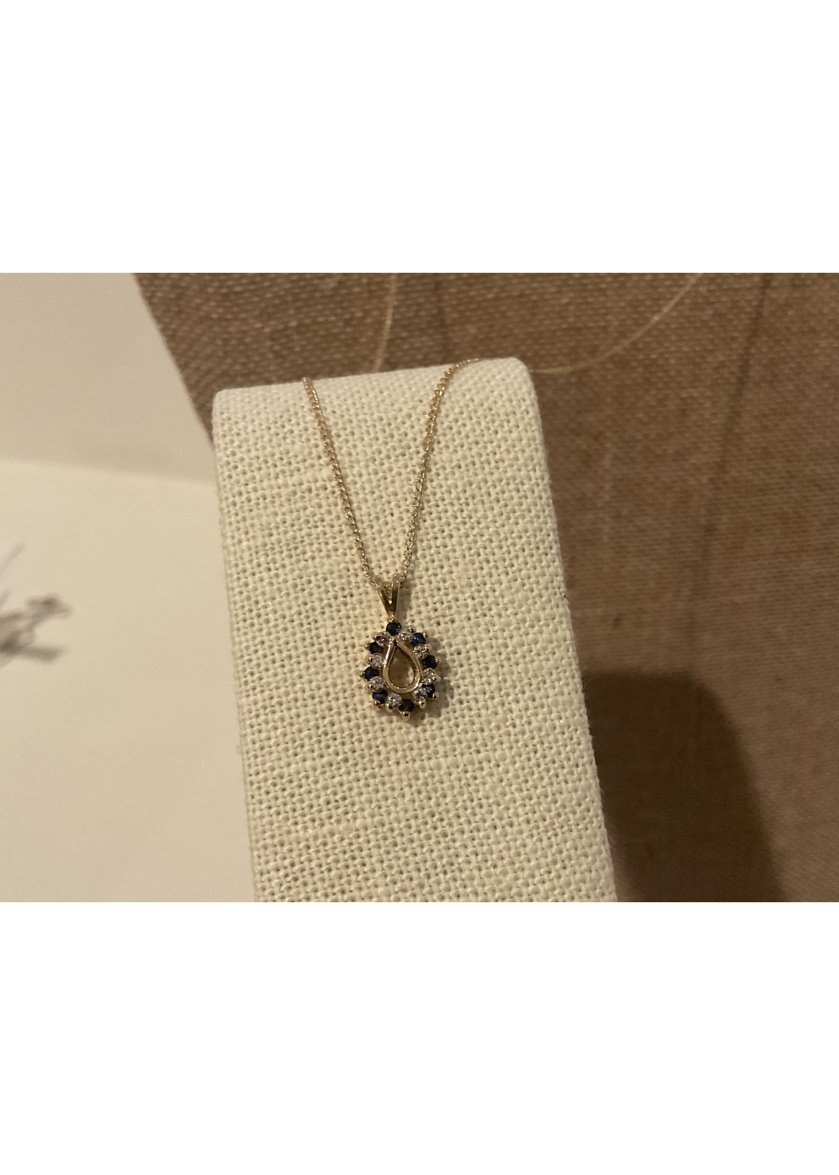 Jordans Sapphire Diamond Cluster 14k Necklace