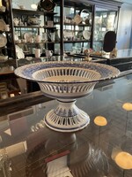 Jordans Pierced Blue and White Footed Dish 12 in