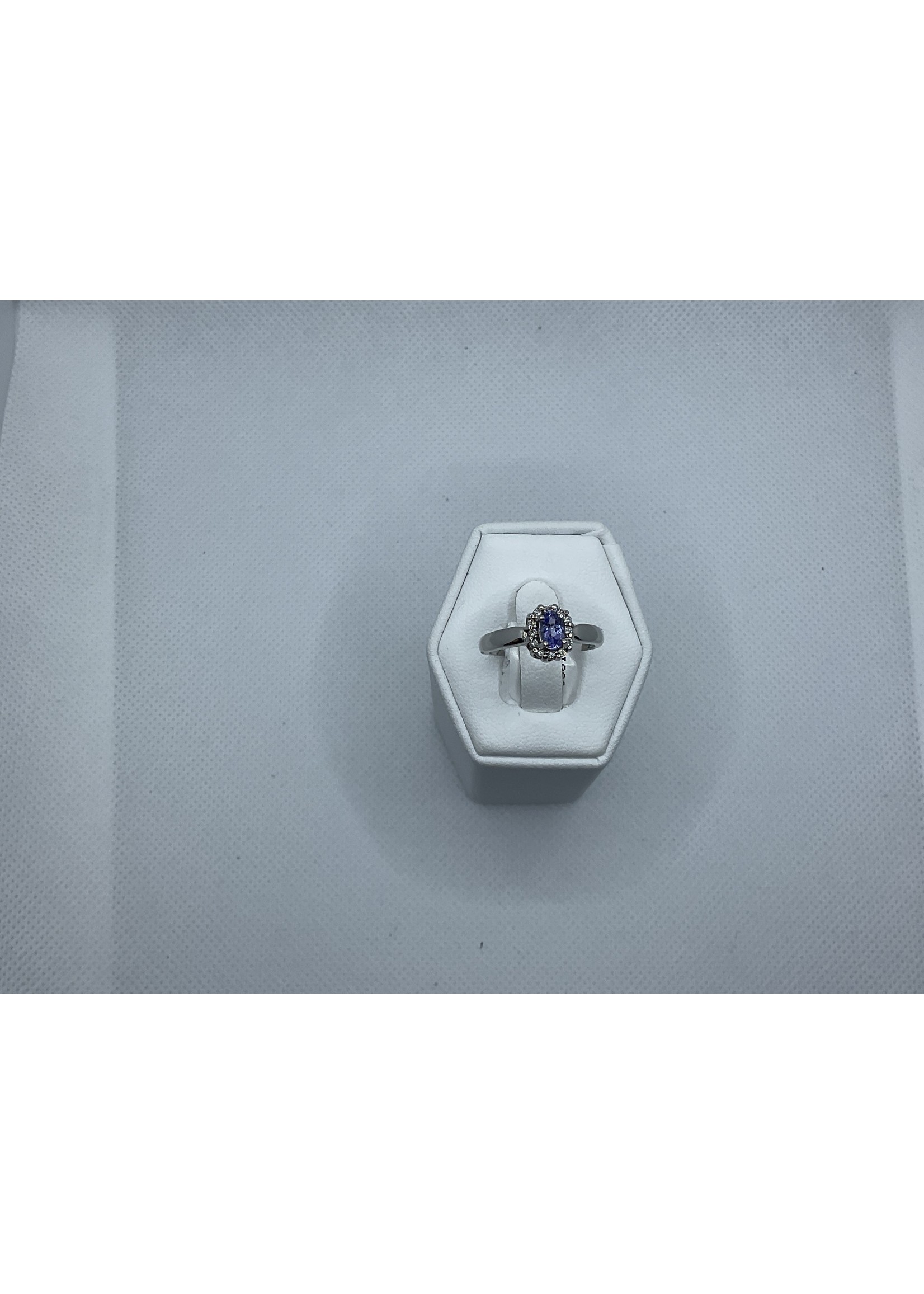 Jordans Tanzanite with Diamond Halo 14k White .12 cttw diamond