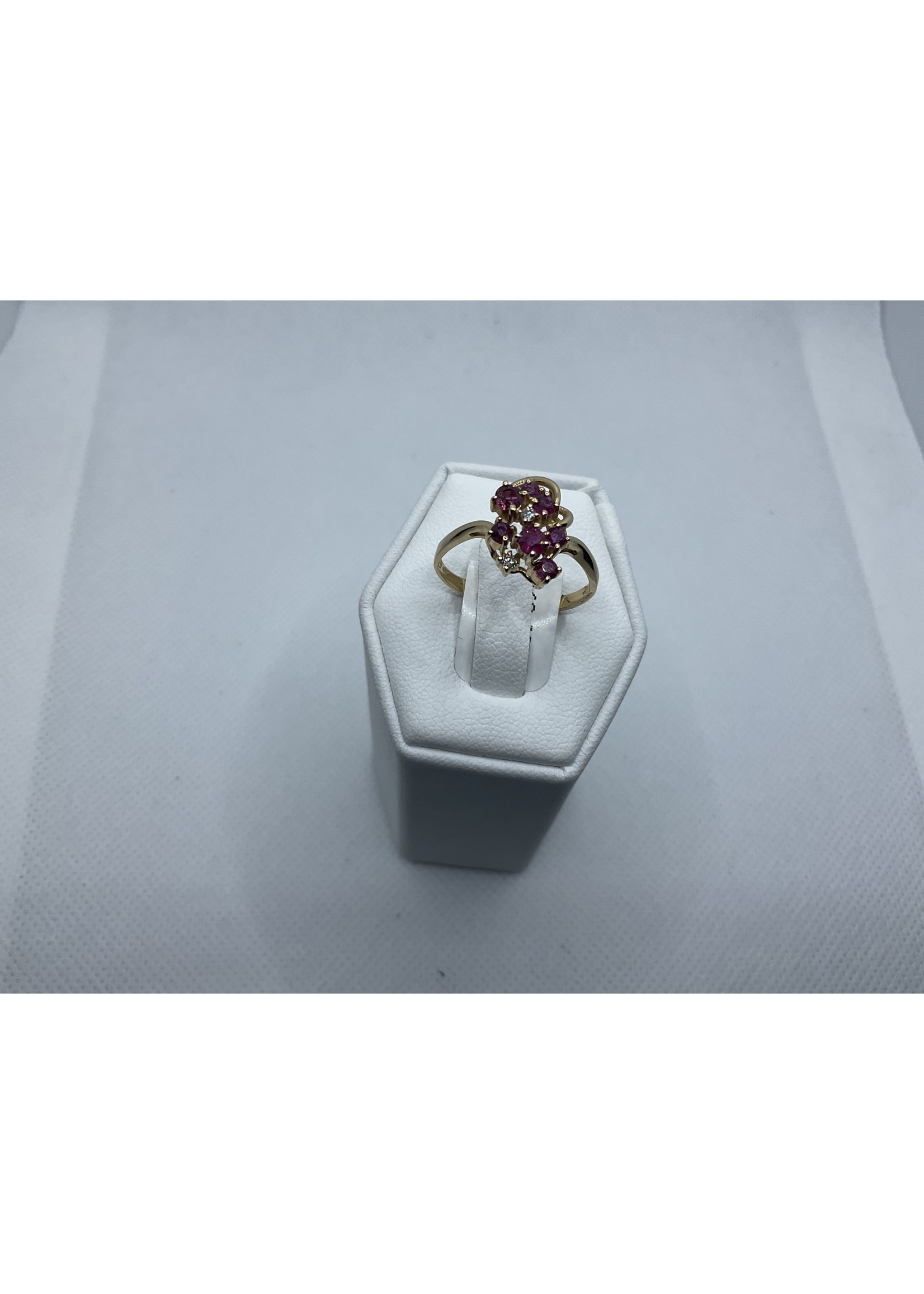 Jordans Ruby and Diamond Cluster Swirl Ring