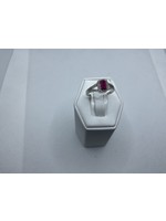 Jordans Emerald cut Ruby w Diamond Halo Double Band .30 cttw 14k white