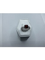 Jordans Garnet with .06 cttw Diamond Ring 10k white