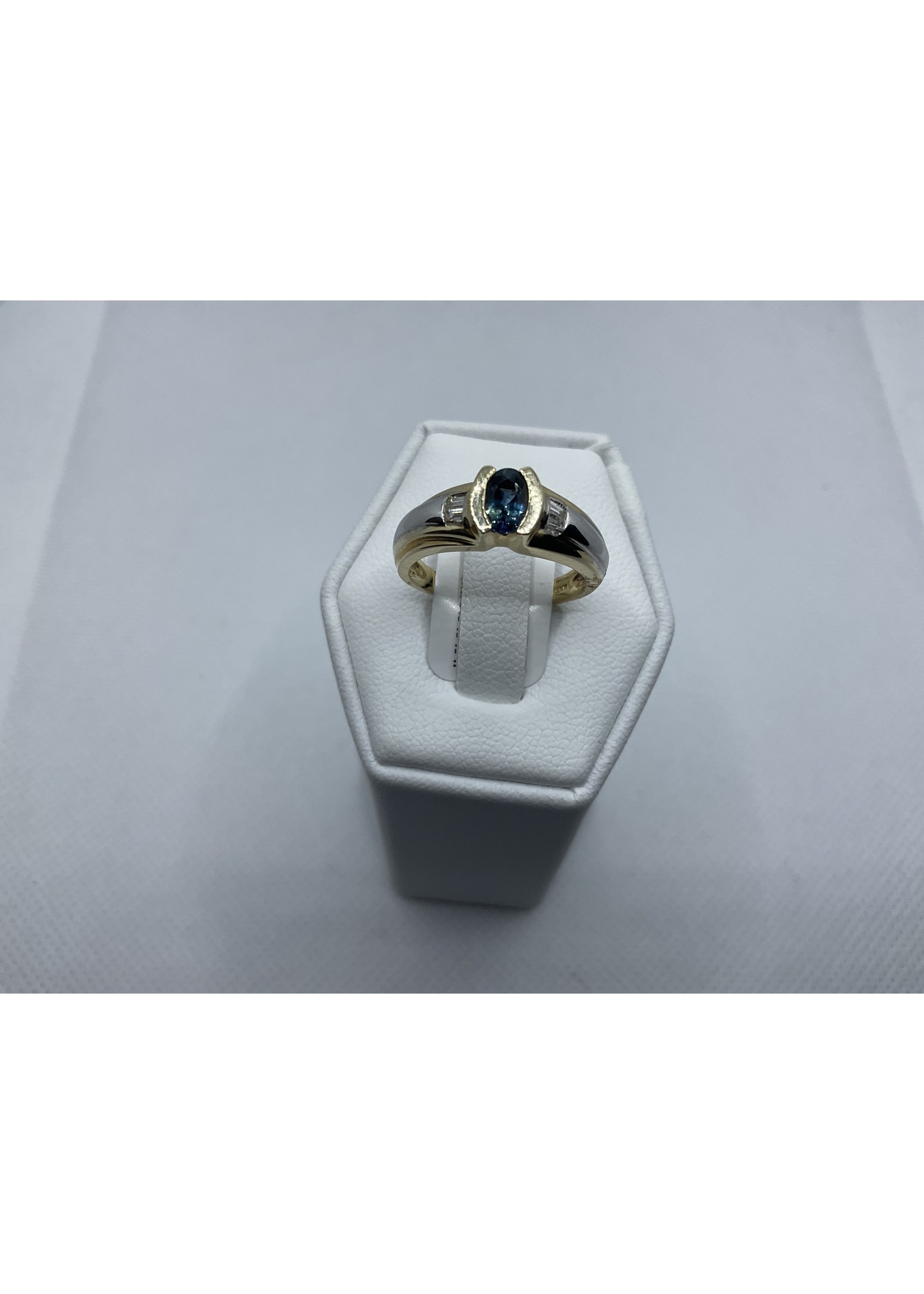 Jordans Sapphire Solitaire and Baguette Diamond Ring