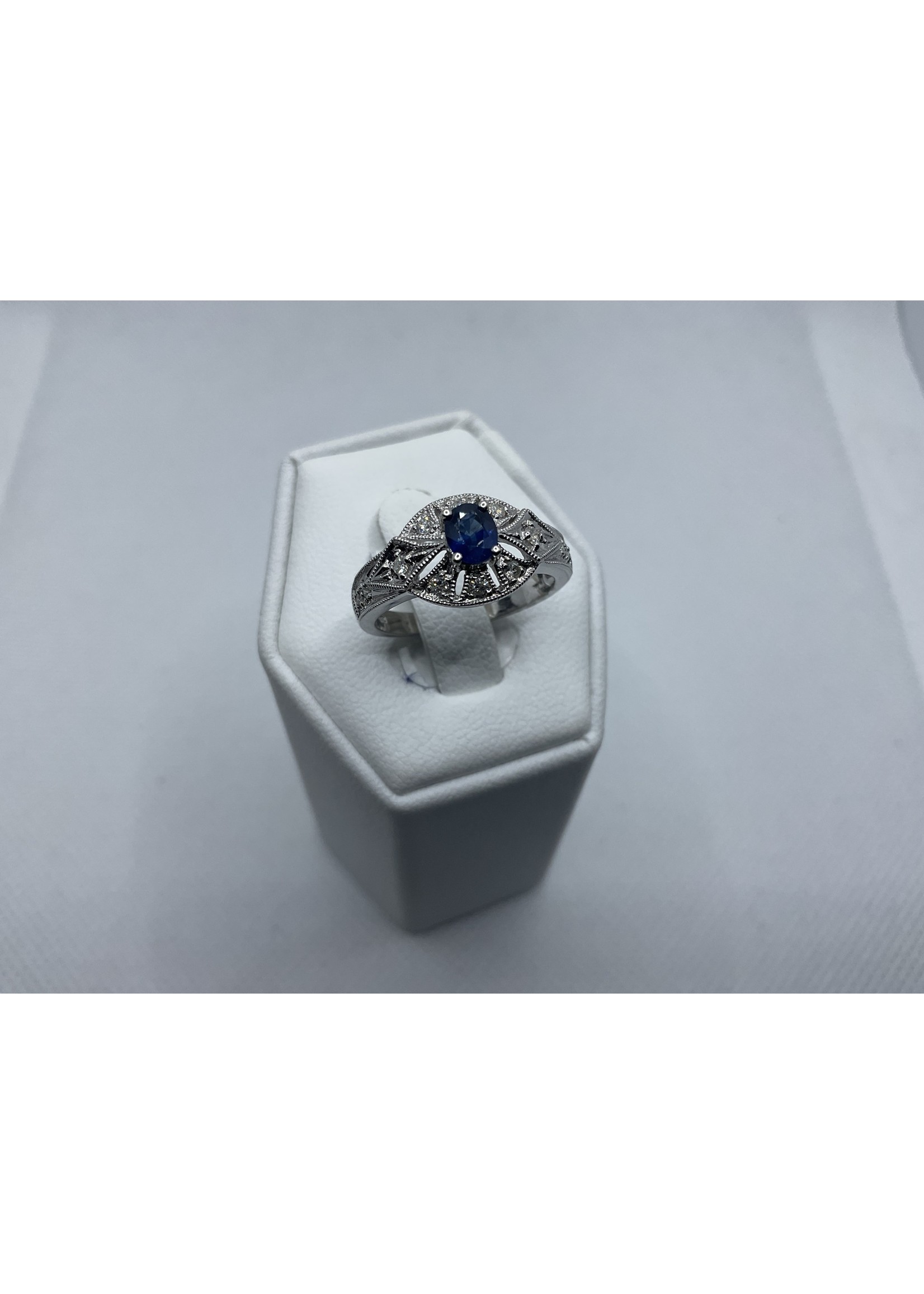 Jordans Sapphire and .19 cttw Diamond Deco Ring