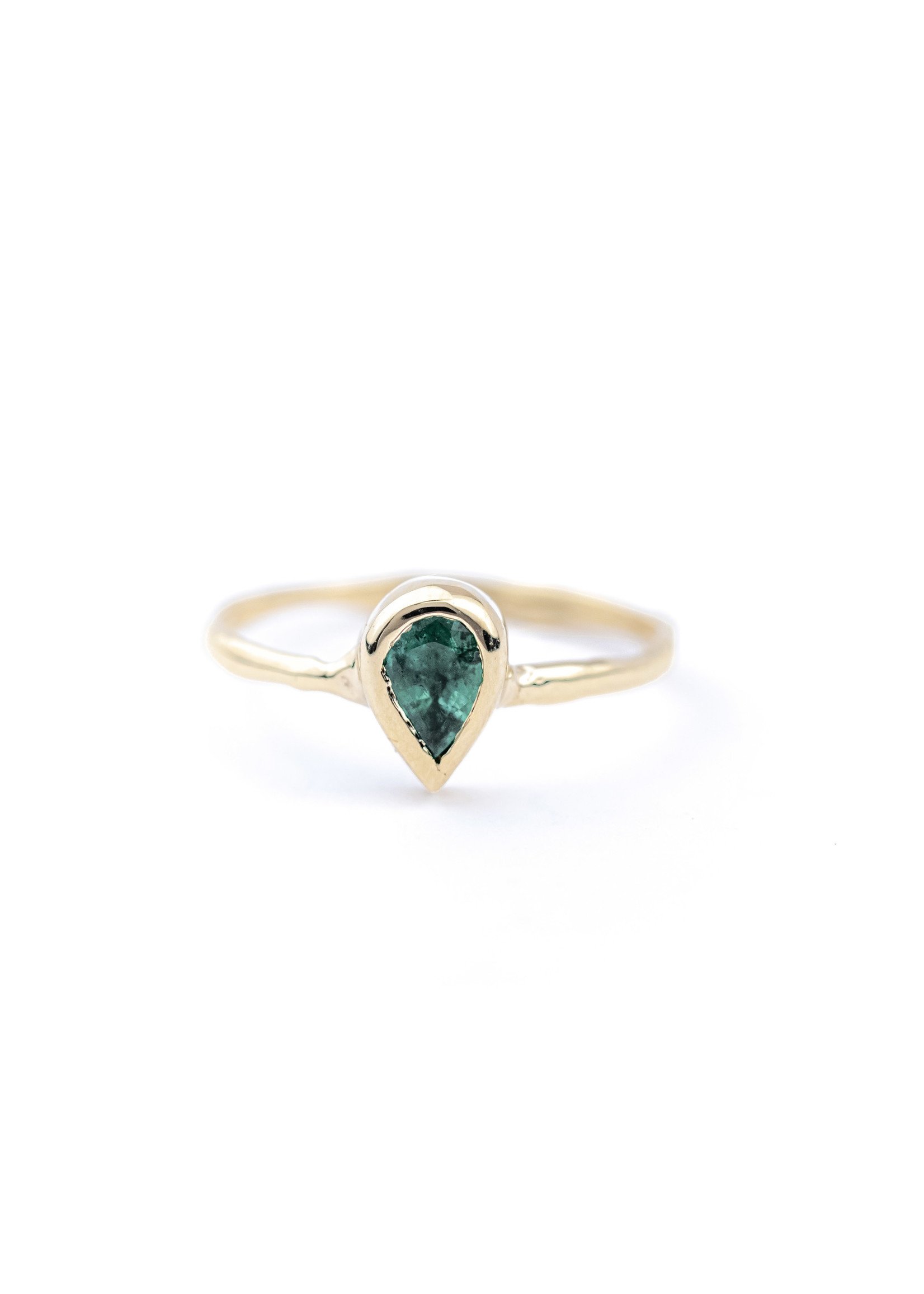 Shelton Metal Bezel Pear Emerald Stacker Ring 1888 Collection