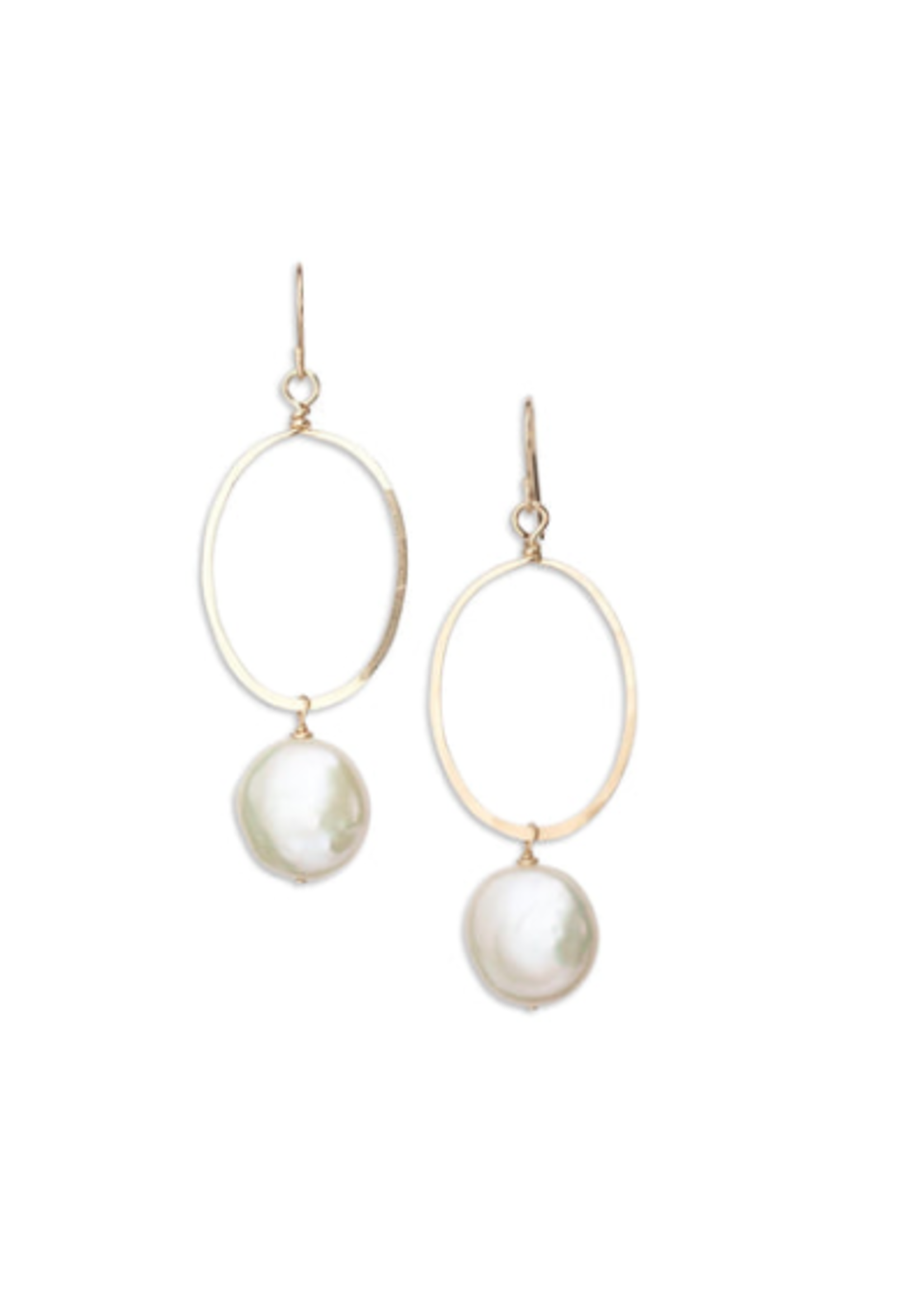 J Mills Oval Earring with Coin Pearl