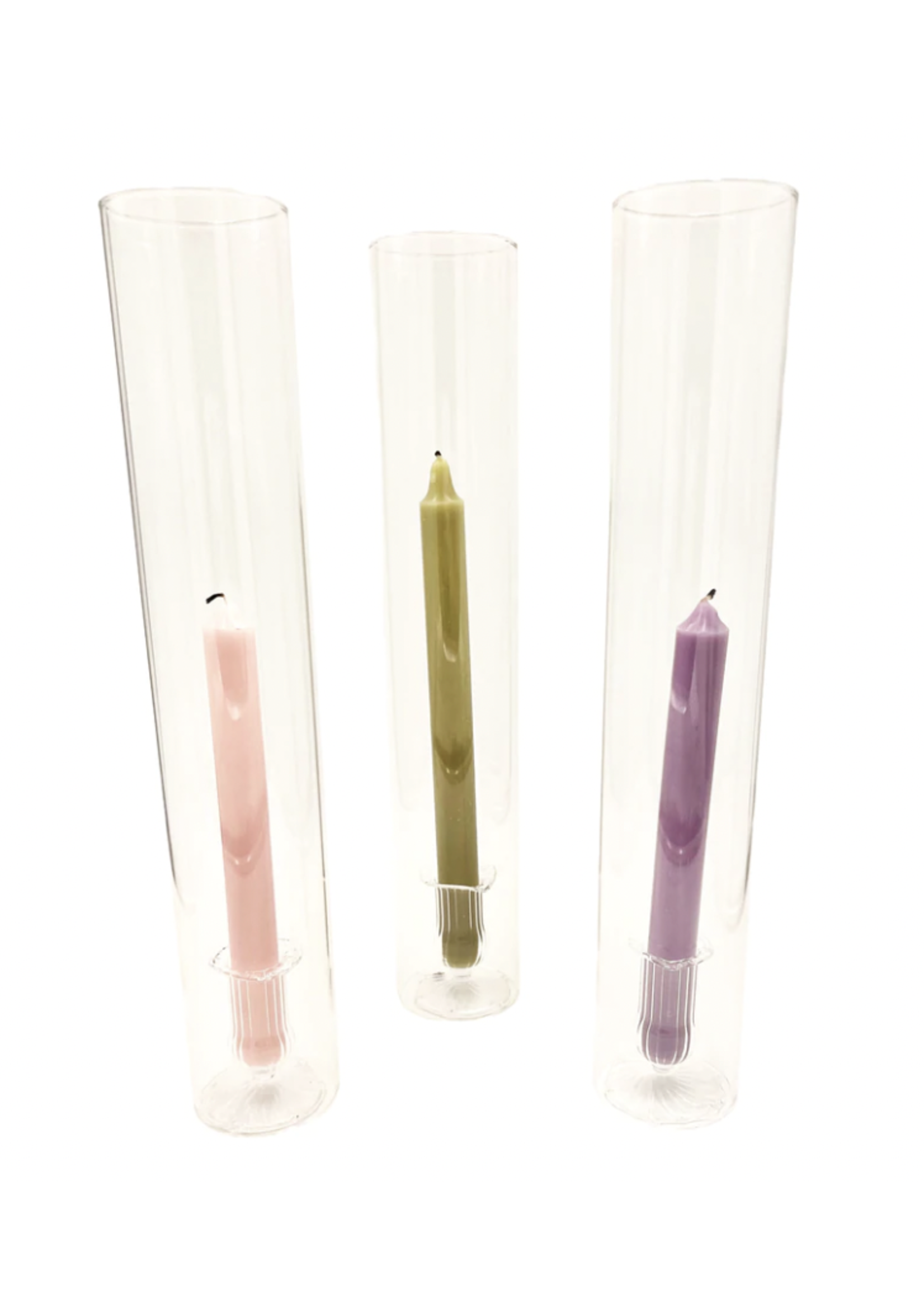 Jordans Ruffle Blown Candle Holder Clear Set of 4 Jordan's of Dunn