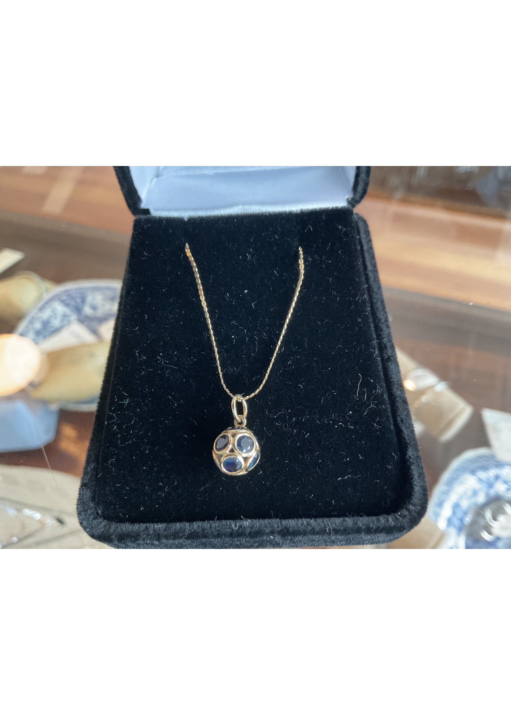 Jordans Sapphire Circle Dangle Necklace