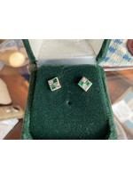Jordans Emerald and Diamond Checked Earrrings