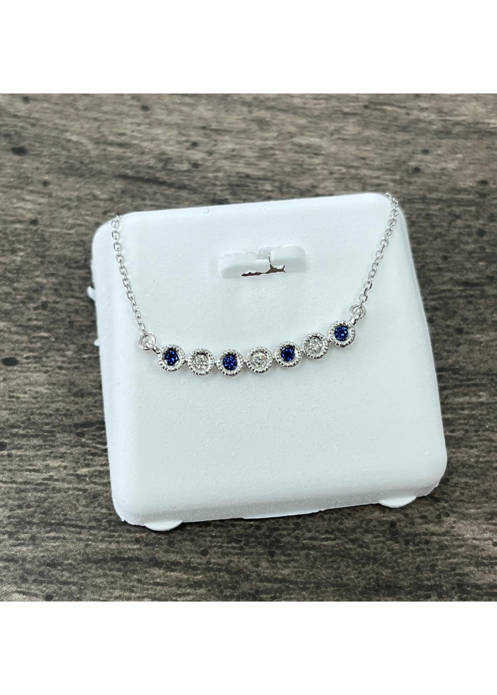 Jordans Diamond and Sapphire Bauble Necklace .10 cttw  10kwg