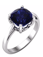 Jordans 2 ct. Lab Sapphire Cushion Cut 14kwg Sz 7