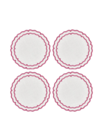 Skyros Designs Linho Scalloped Coasters White with Fuschia