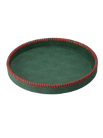 Bodrum Fine Linen Whipstitch Forest and Red Round Tray