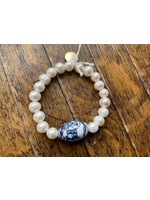 Wendy Perry Designs Vintage Blue and White Chinoiserie Bead with Pearls