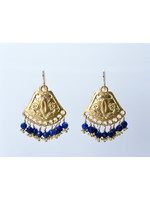 Wendy Perry Designs Cozumel Swinging Matte Gold Earrings Lapis