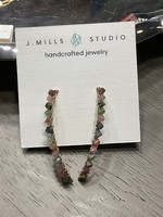 J Mills Watermelon Tourmaline Hammered Earring Large