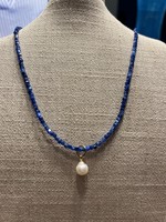 J Mills Kyanite and Pearl Necklace 16-18in