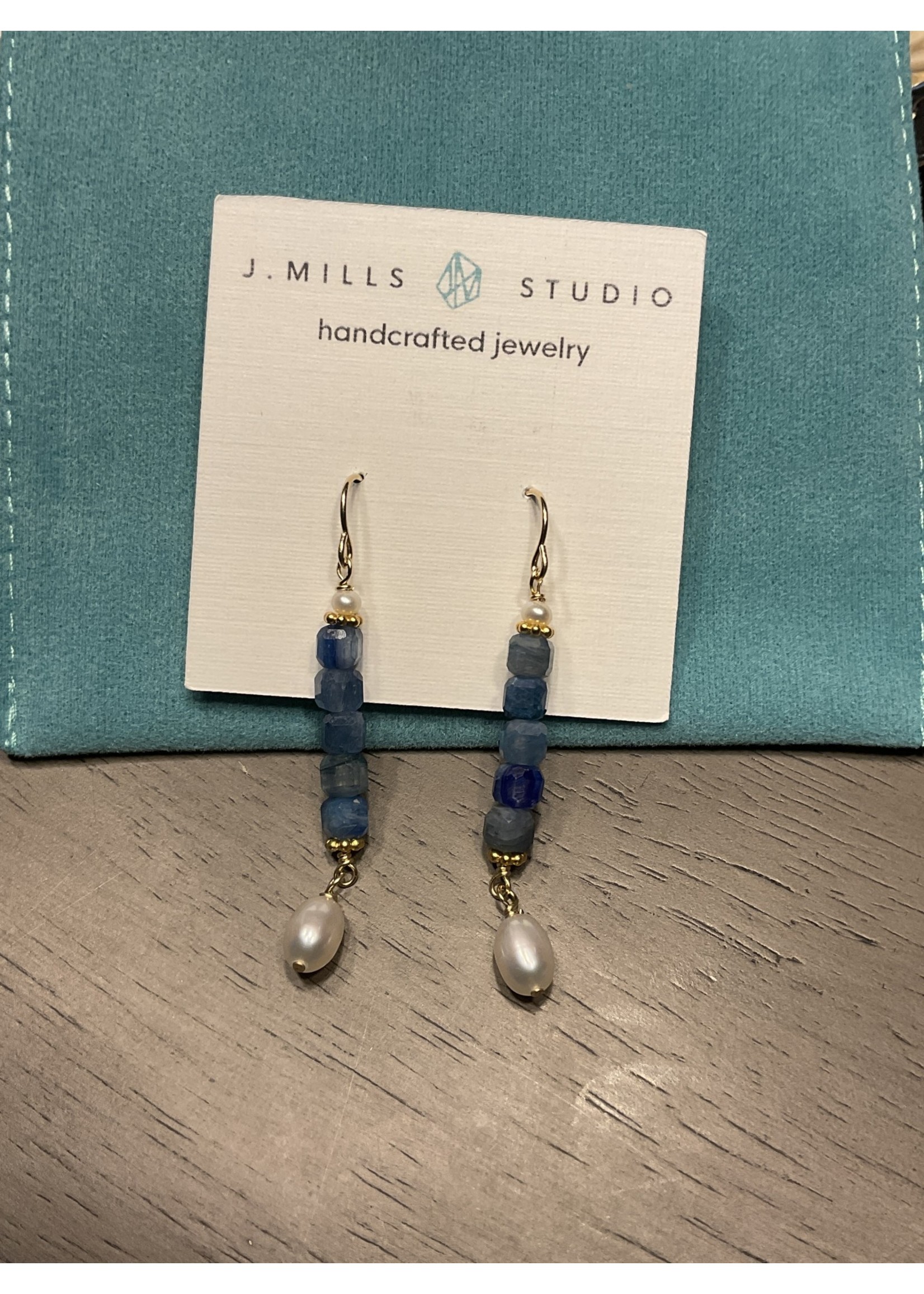 J Mills Kyanite and Dendrite Opal Earring