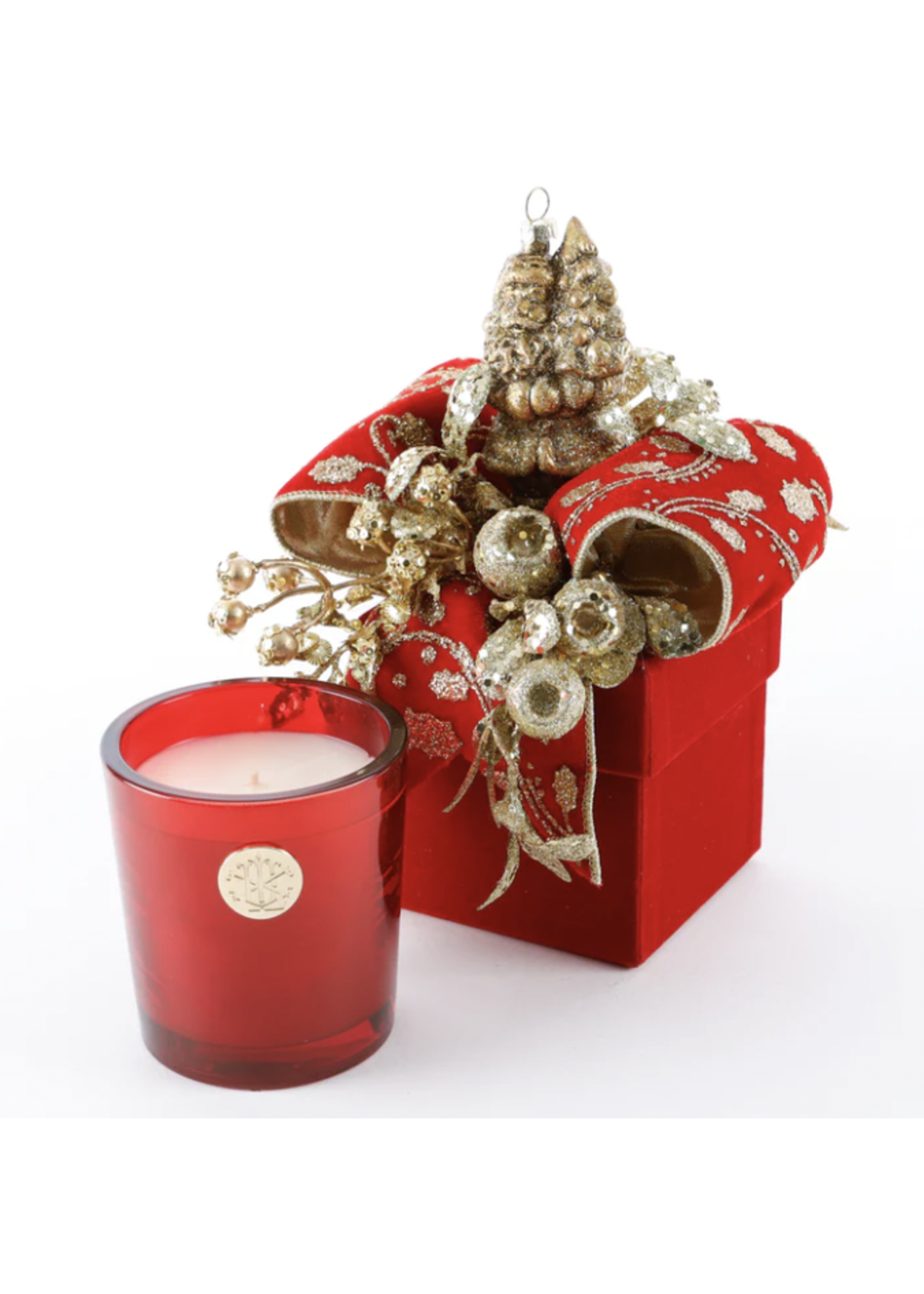Jordans Velvet Gift Box 14oz Candle with Ornament Topper