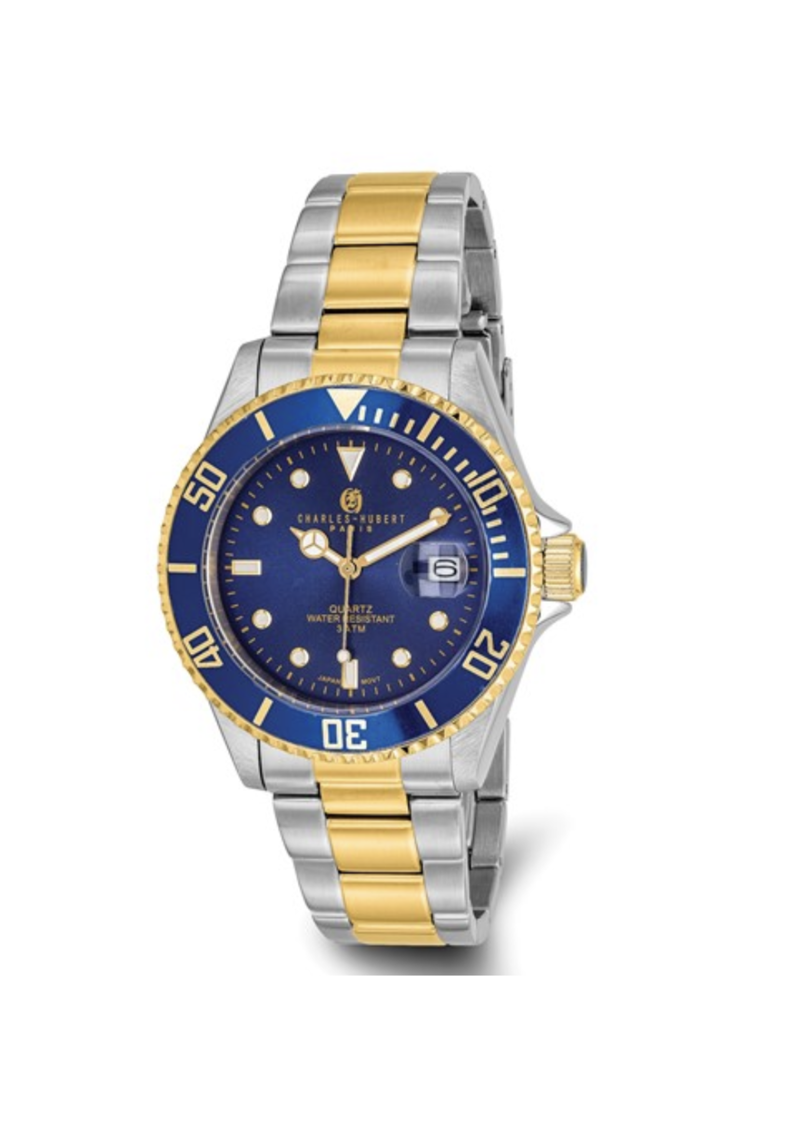 Charles Hubert Two Tone Stainless Steel Watch - Blue