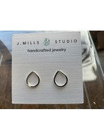J Mills Sterling Silver Hand Forged Teardop Stud Earring
