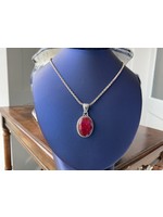 Jordans Raw Ruby Oval on 18 in Braided Sterling Chain