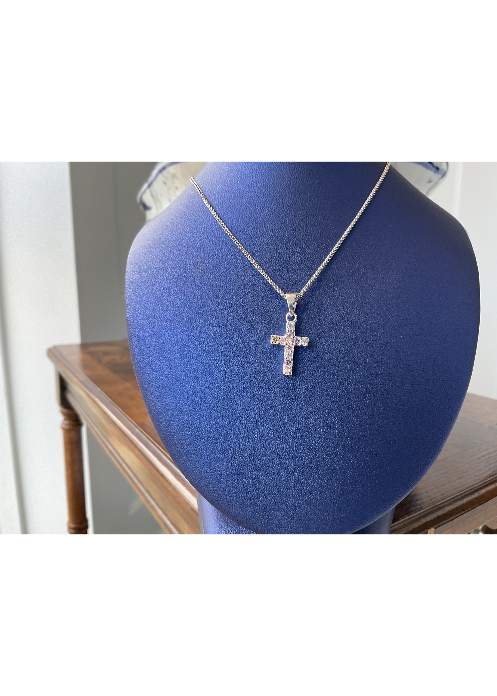 Jordans Multi CZ Cross Sterling 18 in Chain