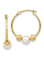 Jordans 14k Gold Bead and Cult Pearl Hoop