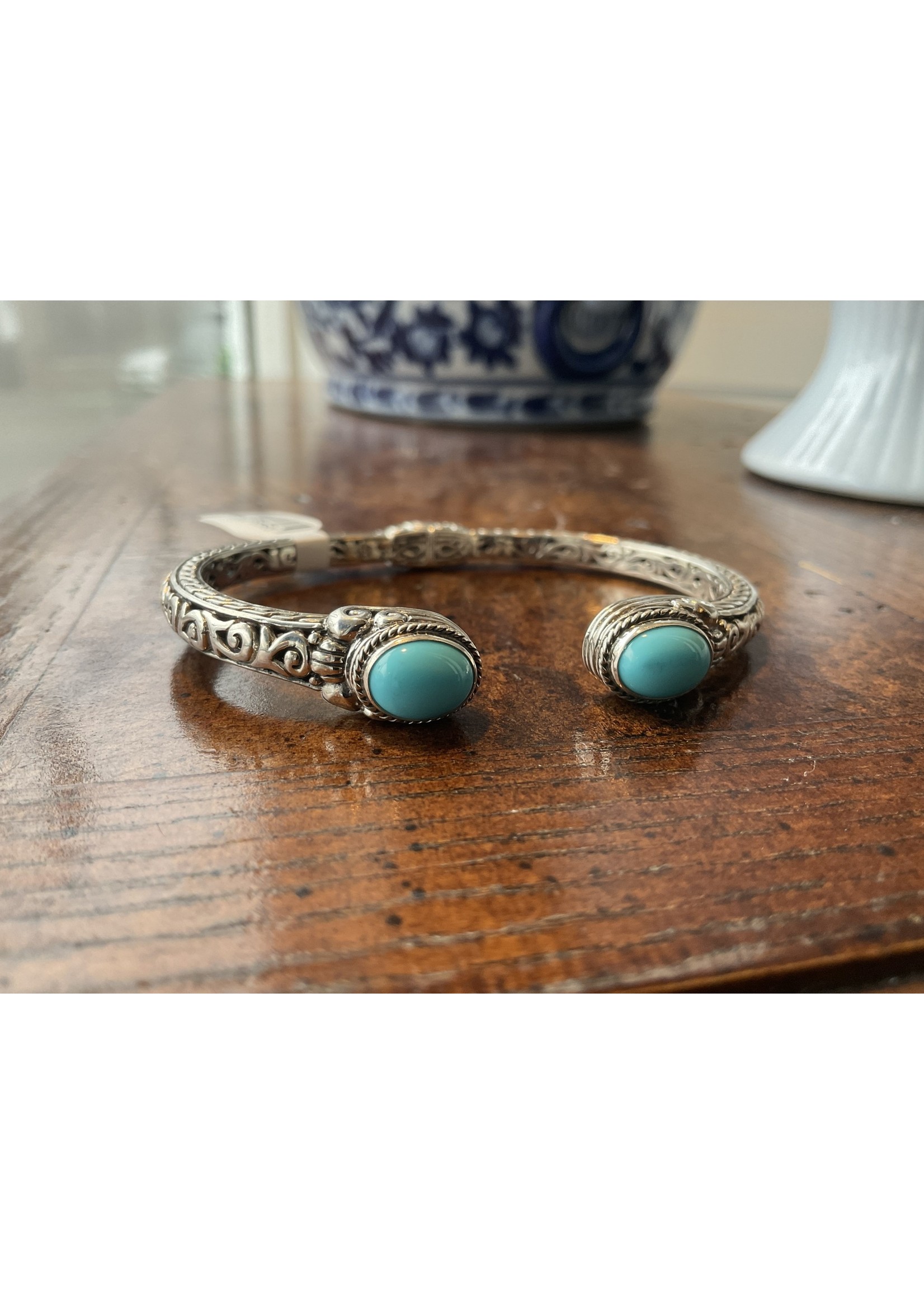 Jordans Hinged Sterling Cuff - Turquoise