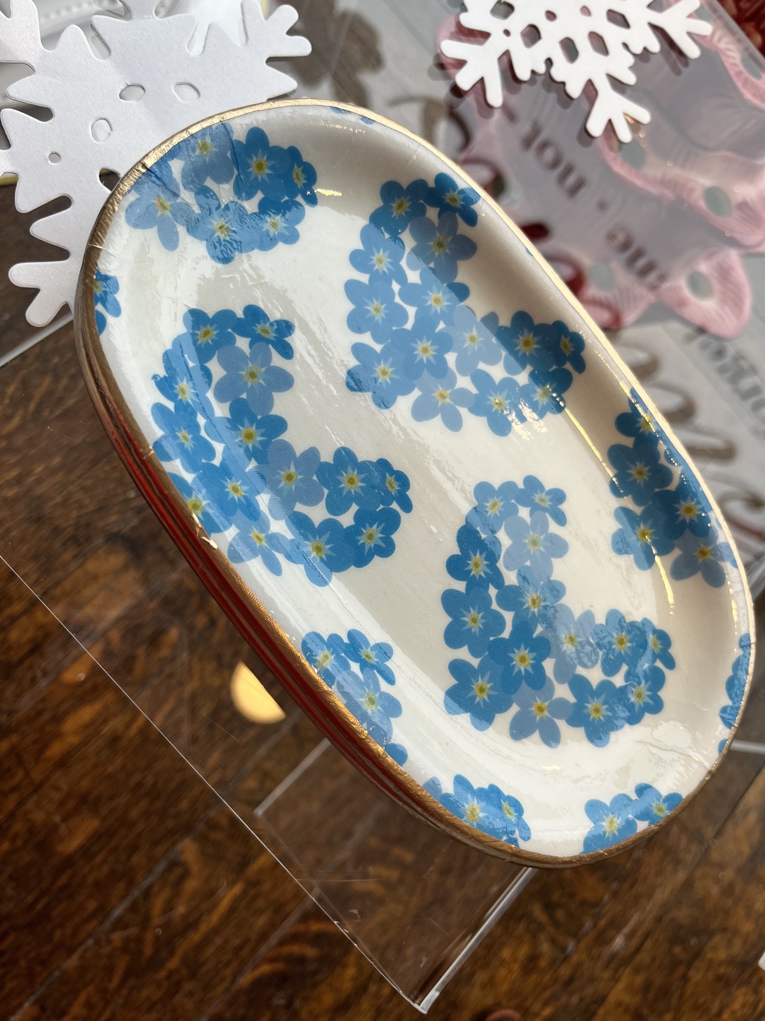 Forget Me Not Clay Trinket Tray Lg