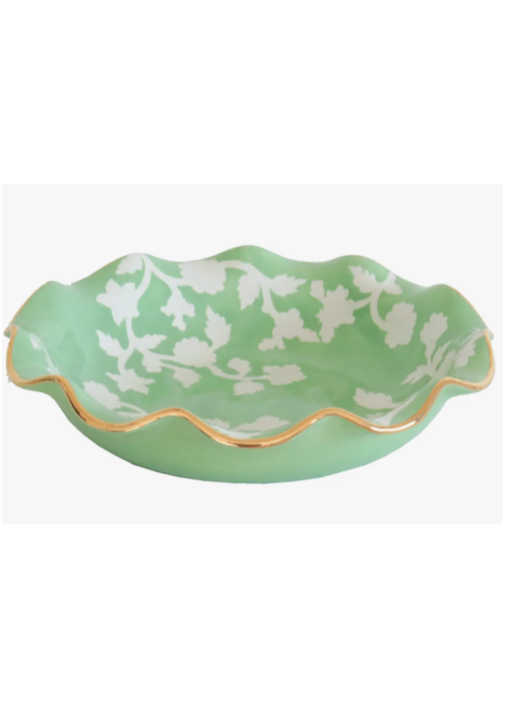 Jordans Chinoiserie Dreams Scalloped Bowls with 22K Gold  Green