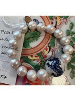 Wendy Perry Designs White Pearl with Vintage Chinoiserie Bead Bracelet